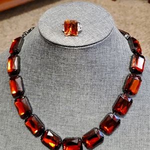 Joan Rivers Necklace with extender  cocktail ring size 8